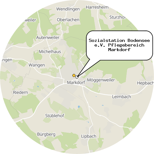 Kartenausschnitt für die Firma Sozialstation Bodensee e.V. Pflegebereich Markdorf