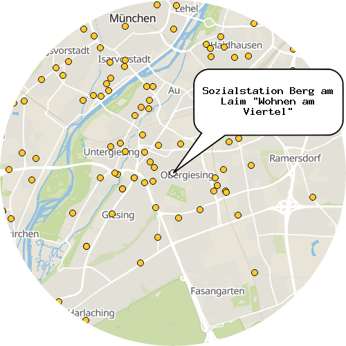 Kartenausschnitt für die Firma Sozialstation Berg am Laim "Wohnen am Viertel"