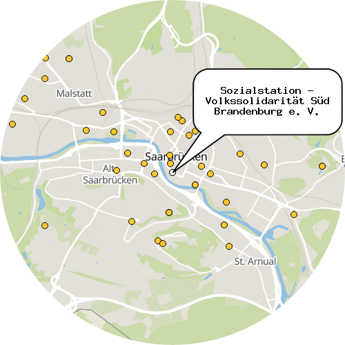 Kartenausschnitt für die Firma Sozialstation - Volkssolidarität Süd Brandenburg e. V.