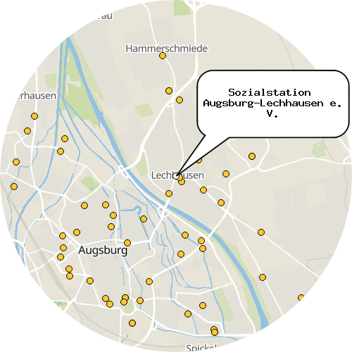 Kartenausschnitt für die Firma Sozialstation  Augsburg-Lechhausen e. V.