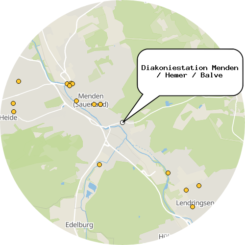 Kartenausschnitt für die Firma Diakoniestation Menden / Hemer / Balve