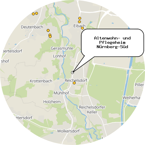 Kartenausschnitt für die Firma Altenwohn- und Pflegeheim Nürnberg-Süd
