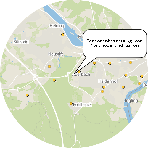Kartenausschnitt für die Firma Seniorenbetreuung von Nordheim und Simon