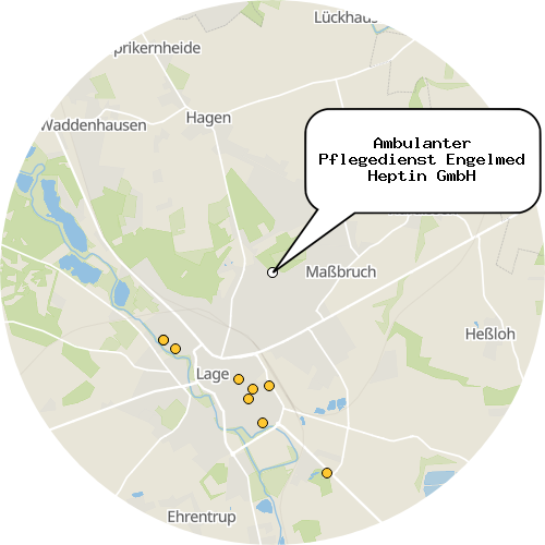Kartenausschnitt für die Firma Ambulanter Pflegedienst Engelmed Heptin GmbH