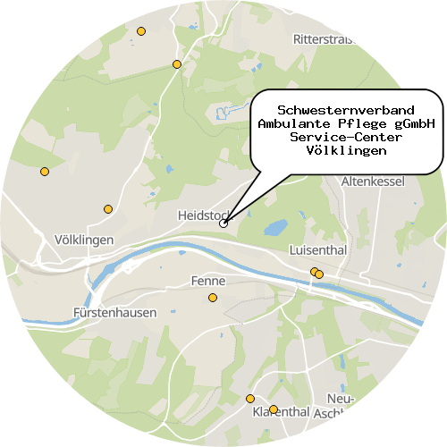 Kartenausschnitt für die Firma Schwesternverband Ambulante Pflege gGmbH Service-Center Völklingen