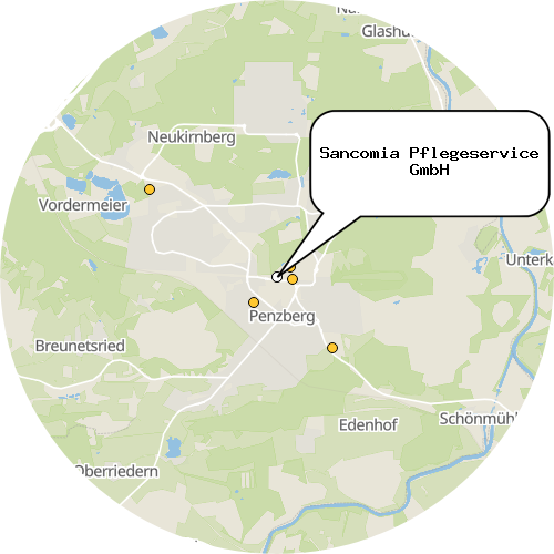 Kartenausschnitt für die Firma Sancomia Pflegeservice GmbH
