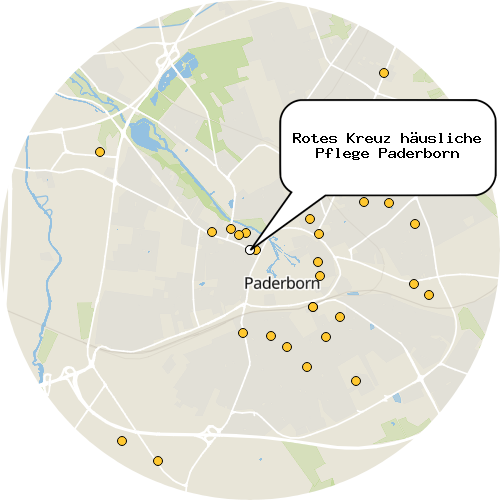 Kartenausschnitt für die Firma Rotes Kreuz häusliche Pflege Paderborn