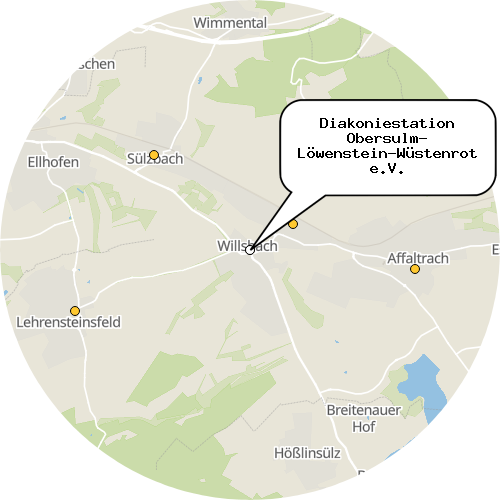 Kartenausschnitt für die Firma Diakoniestation Obersulm- Löwenstein-Wüstenrot e.V.