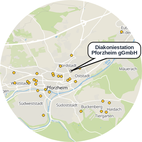 Kartenausschnitt für die Firma Diakoniestation Pforzheim gGmbH