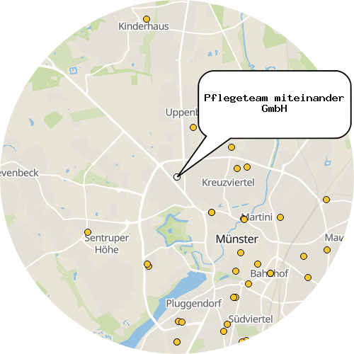 Kartenausschnitt für die Firma Pflegeteam miteinander GmbH