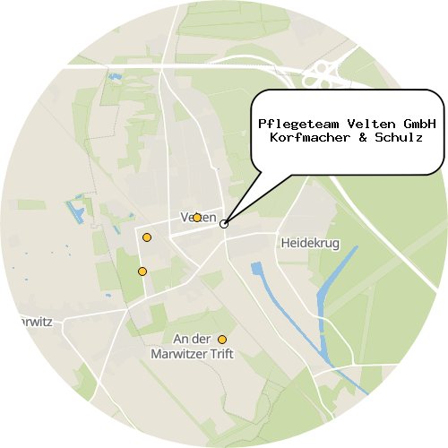 Kartenausschnitt für die Firma Pflegeteam Velten GmbH Korfmacher & Schulz