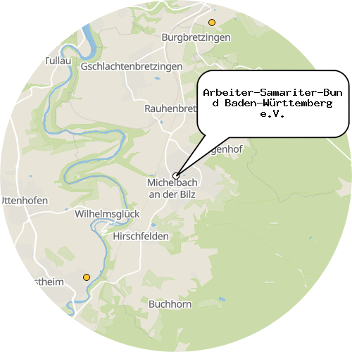 Kartenausschnitt für die Firma Arbeiter-Samariter-Bund Baden-Württemberg e.V.