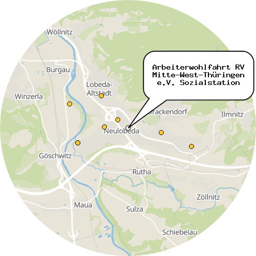 Kartenausschnitt für die Firma Arbeiterwohlfahrt RV Mitte-West-Thüringen e.V. Sozialstation