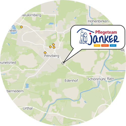 Kartenausschnitt für die Firma Pflegeteam Janker GmbH