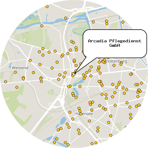 Kartenausschnitt für die Firma Arcadia Pflegedienst GmbH