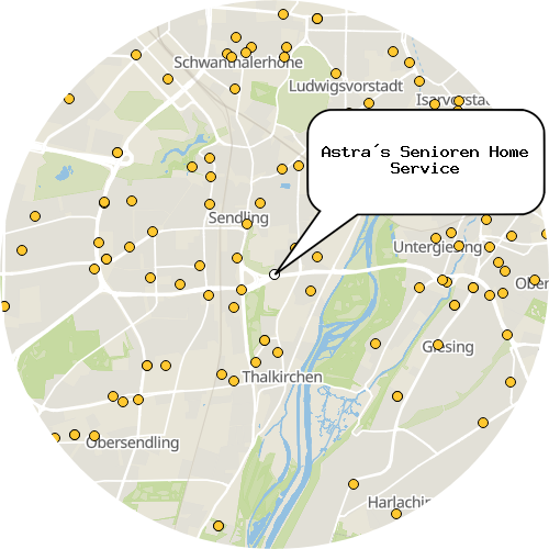 Kartenausschnitt für die Firma Astra´s Senioren Home Service