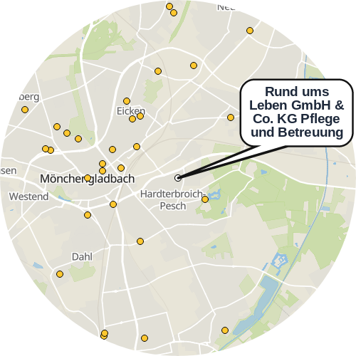 Kartenausschnitt für die Firma Rund ums Leben GmbH & Co. KG Pflege und Betreuung
