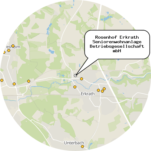Kartenausschnitt für die Firma Rosenhof Erkrath Seniorenwohnanlage Betriebsgesellschaft mbH