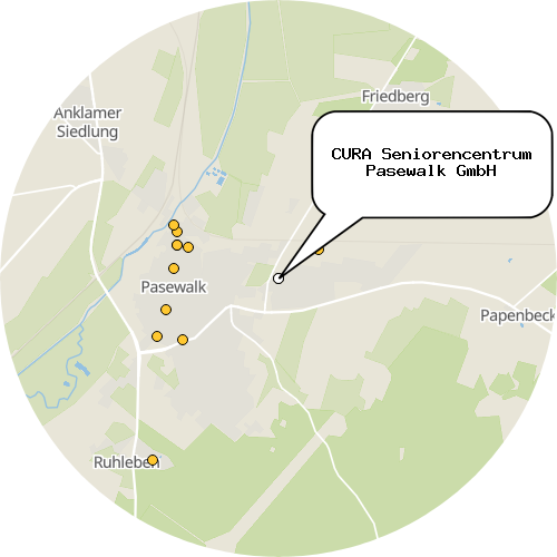 Kartenausschnitt für die Firma CURA Seniorencentrum Pasewalk GmbH