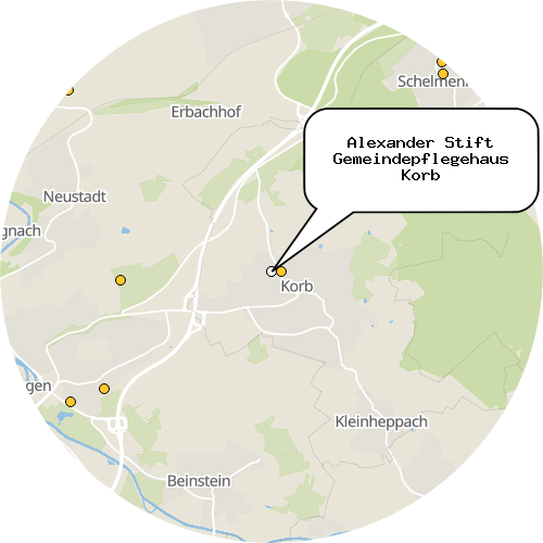 Kartenausschnitt für die Firma Alexander Stift Gemeindepflegehaus Korb