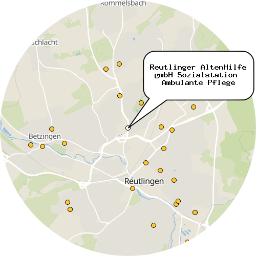 Kartenausschnitt für die Firma Reutlinger AltenHilfe gmbH Sozialstation  Ambulante Pflege