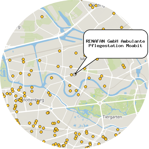 Kartenausschnitt für die Firma RENAFAN GmbH Ambulante Pflegestation Moabit