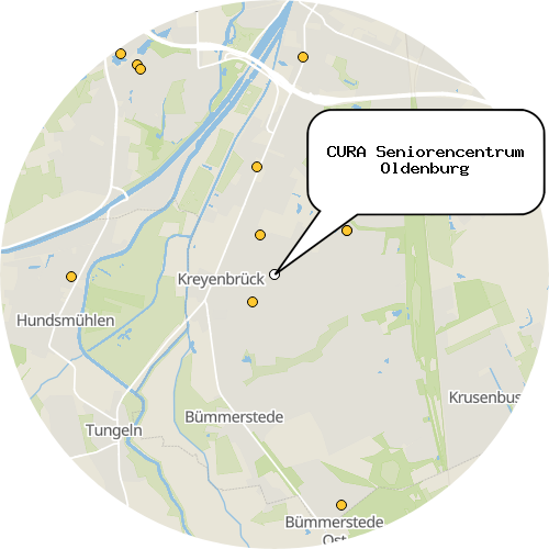 Kartenausschnitt für die Firma CURA Seniorencentrum Oldenburg