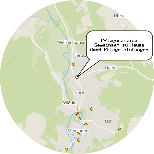 Kartenausschnitt für die Firma Pflegeservice Gemeinsam zu Hause GmbH Pflegeleistungen