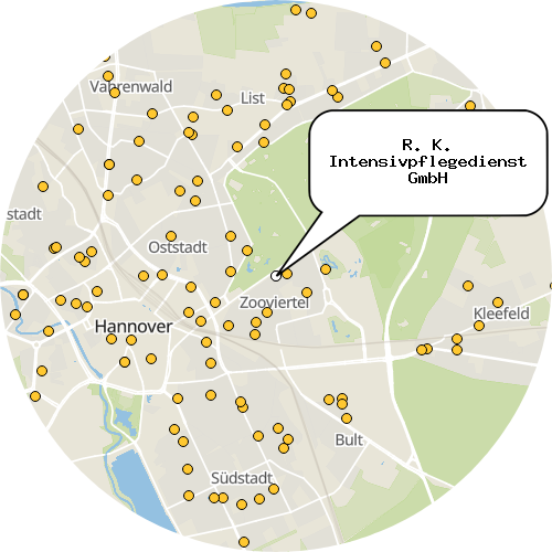 Kartenausschnitt für die Firma R. K. Intensivpflegedienst GmbH
