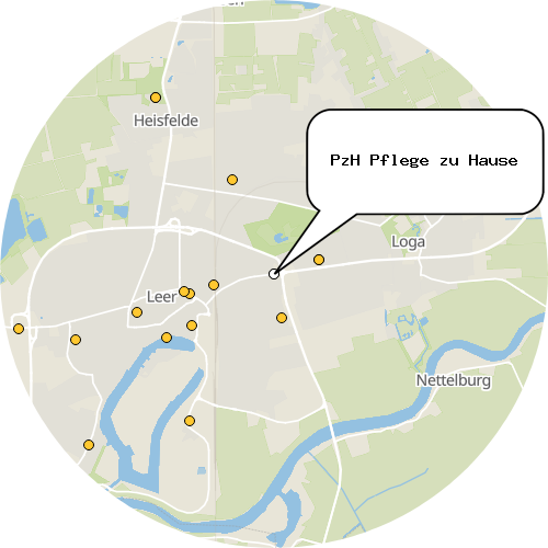Kartenausschnitt für die Firma PzH Pflege zu Hause