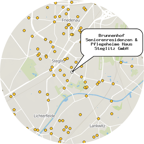 Kartenausschnitt für die Firma Brunnenhof Seniorenresidenzen & Pflegeheime Haus Steglitz GmbH