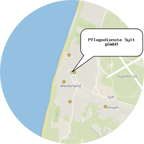 Kartenausschnitt für die Firma Pflegedienste Sylt gGmbH