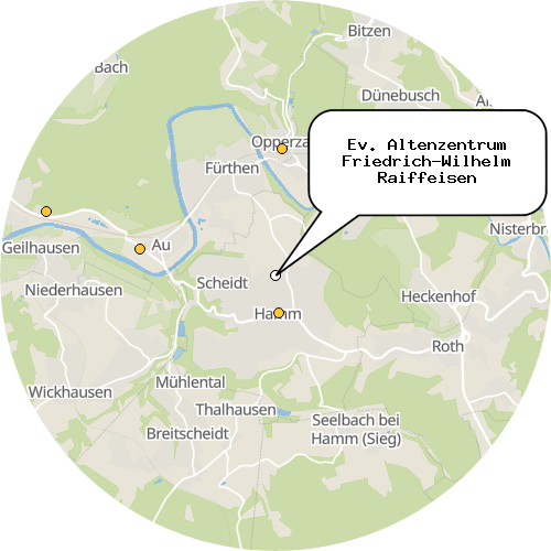 Kartenausschnitt für die Firma Ev. Altenzentrum Friedrich-Wilhelm Raiffeisen