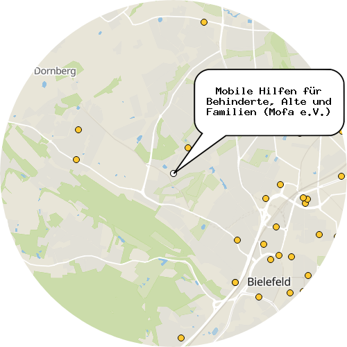 Kartenausschnitt für die Firma Mobile Hilfen für Behinderte, Alte und Familien (Mofa e.V.)