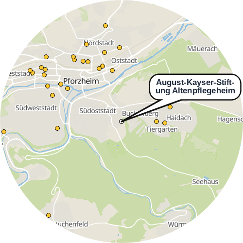 Kartenausschnitt für die Firma August-Kayser-Stiftung Altenpflegeheim
