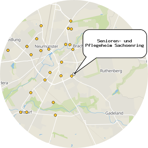 Kartenausschnitt für die Firma Senioren- und Pflegeheim Sachsenring