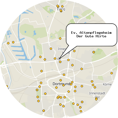 Kartenausschnitt für die Firma Ev. Altenpflegeheim Der Gute Hirte