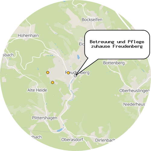 Kartenausschnitt für die Firma Betreuung und Pflege zuhause Freudenberg