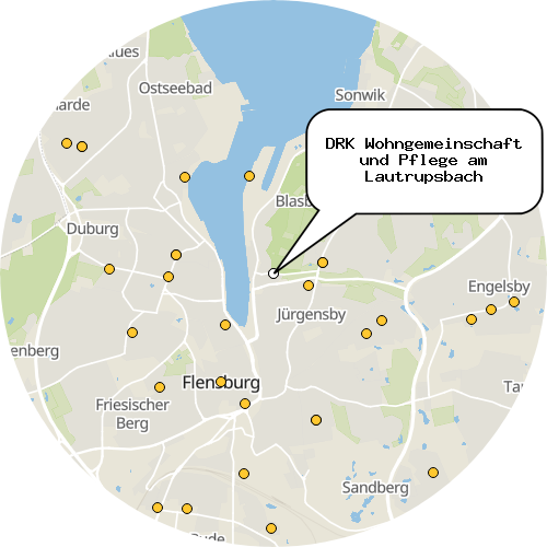 Kartenausschnitt für die Firma DRK Wohngemeinschaft und Pflege am Lautrupsbach