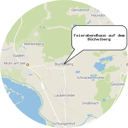 Kartenausschnitt für die Firma Feierabendhaus auf dem Büchelberg