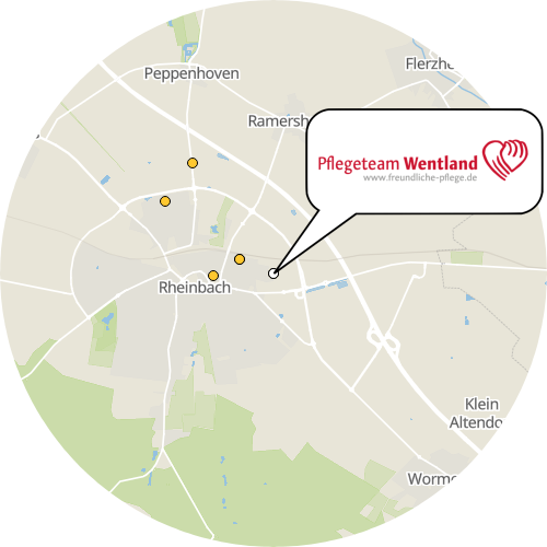 Kartenausschnitt für die Firma Pflegeteam Wentland GmbH & Co. KG