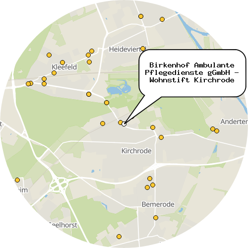 Kartenausschnitt für die Firma Birkenhof Ambulante Pflegedienste gGmbH - Wohnstift Kirchrode