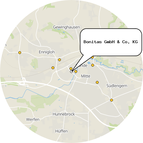 Kartenausschnitt für die Firma Bonitas GmbH & Co. KG