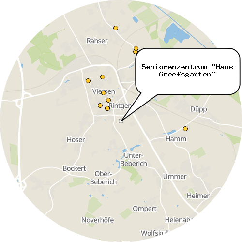 Kartenausschnitt für die Firma Seniorenzentrum "Haus Greefsgarten"