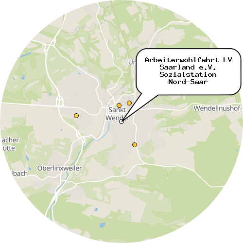 Kartenausschnitt für die Firma Arbeiterwohlfahrt LV Saarland e.V. Sozialstation Nord-Saar