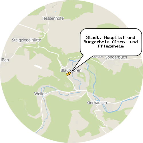 Kartenausschnitt für die Firma Städt. Hospital und Bürgerheim Alten- und Pflegeheim