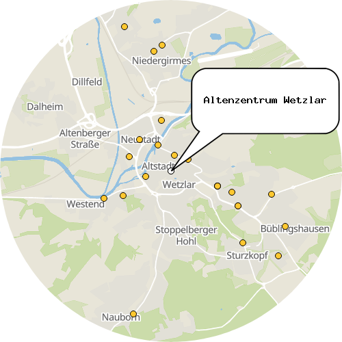 Kartenausschnitt für die Firma Altenzentrum Wetzlar