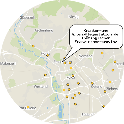 Kartenausschnitt für die Firma Kranken-und Altenpflegestation der Thüringischen Franziskanerprovinz