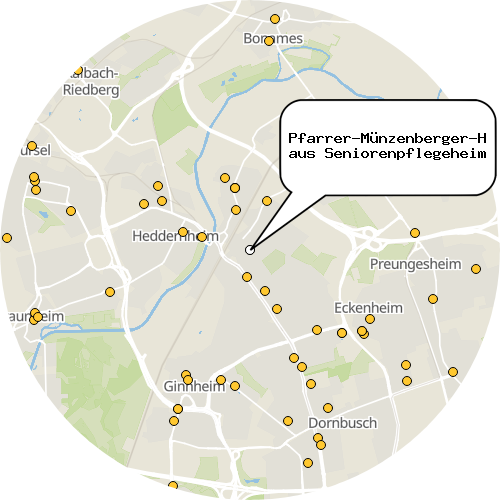 Kartenausschnitt für die Firma Pfarrer-Münzenberger-Haus Seniorenpflegeheim