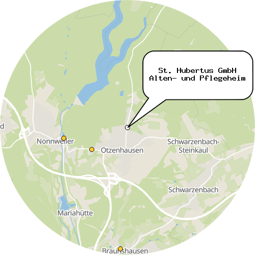 Kartenausschnitt für die Firma St. Hubertus GmbH Alten- und Pflegeheim